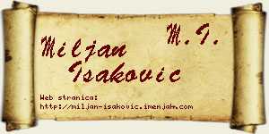 Miljan Isaković vizit kartica